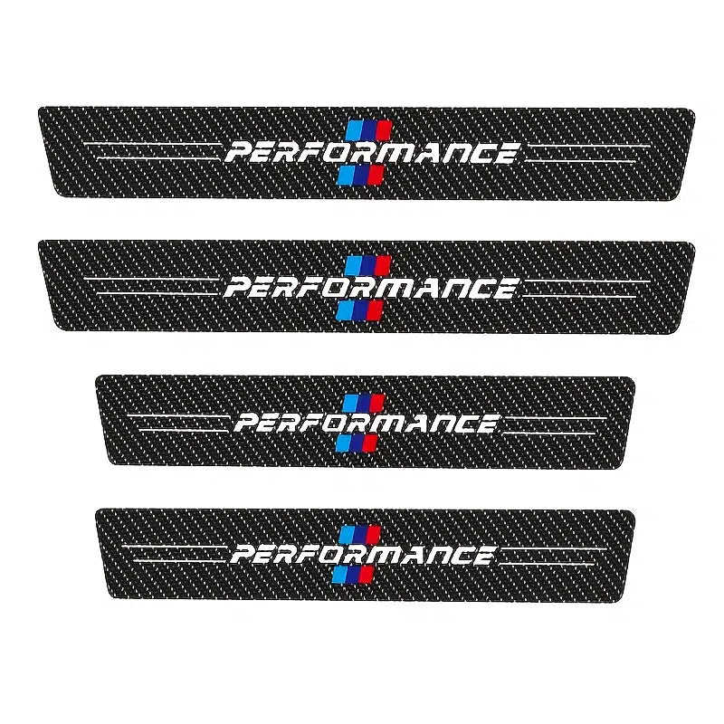 4pcs Car Door Threshold Scuff Plate, Carbon Fiber Sill Protector Stickers, Auto Door Entry Pedal Guards For BMW Performance M3 M4 M5 M8